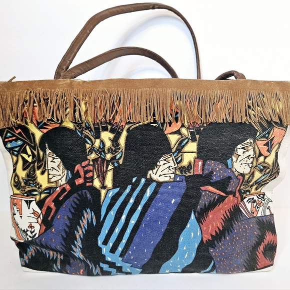 El Paso Saddle Bag Handbag feat: Amado Pena Art on Canvas Southwest Design Bag - Picture 3 of 13